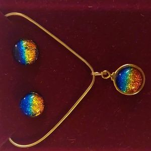 Dichroic Glass Necklace & Earrings